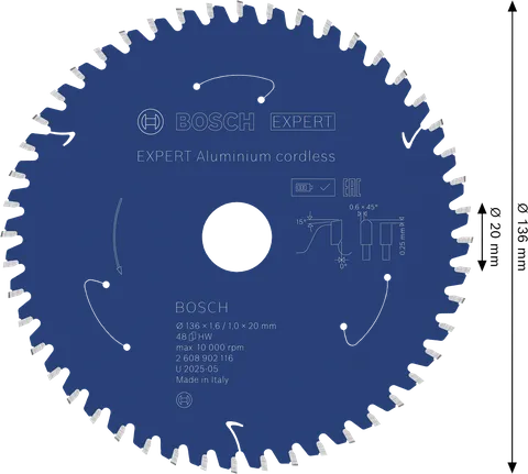 „Bosch EXPERT“ aliuminio akumuliatorinis diskinis pjūklas, 136 mm.